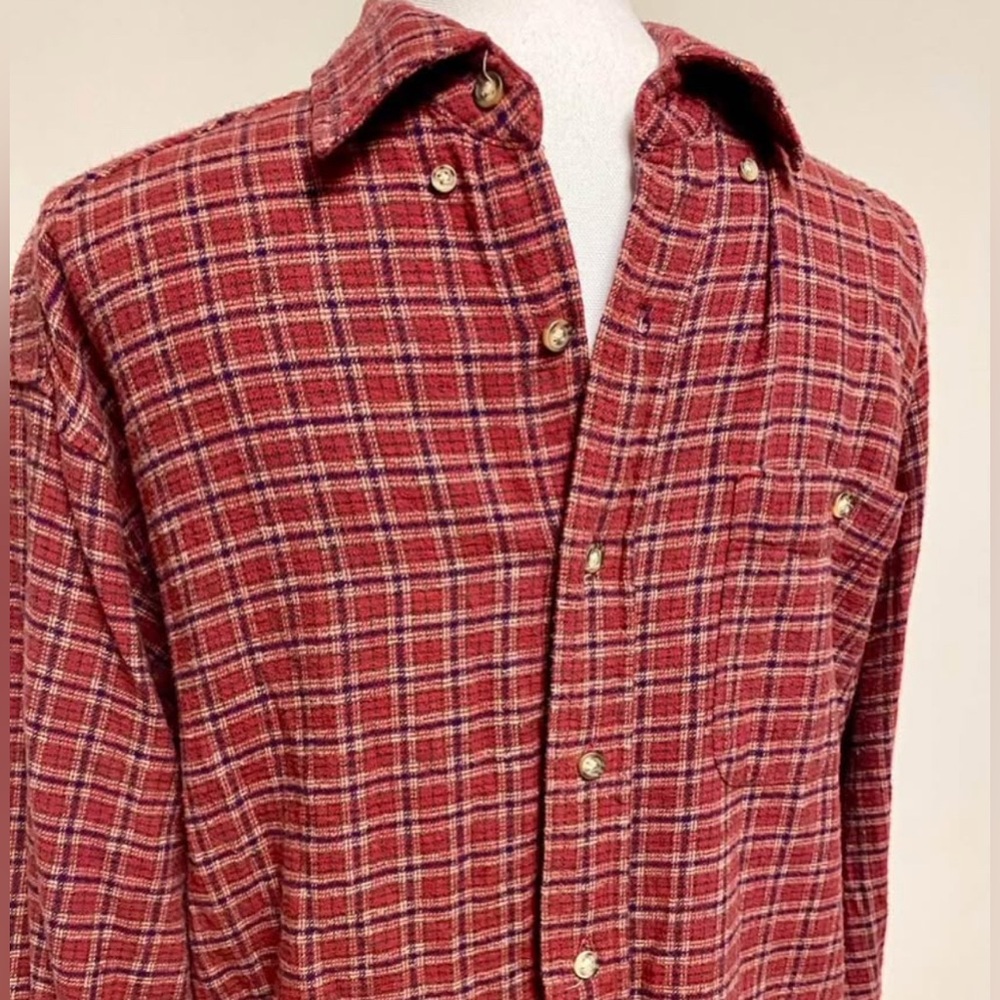 Vintage 1990s Basic Editions Red Flannel Shirt Me… - image 3